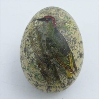 Antique Rowntree Of York Tin Egg - Shaped Chocolate Container - Woodpecker - Rare
