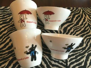 Gaspard Et Lisa 4 - Pc Set Cups & Bowls Porcelain Nikko Made Japan