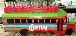 Jose Cuervo Tequila Bus,  6 Margaita Glasses 36 " Long Bar Display Piece