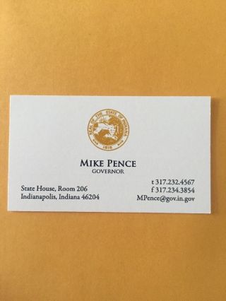 Mike Pence Vice President Indiana Governor Business Card Donald Trump Limited