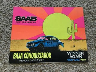 1970 Saab Baja Conquistador Mexican 1000 Rally Advertising Folder.