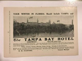 Antique 1912 Print Ad The Tampa Bay Hotel Florida Travel