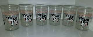 Bama Jelly Jars Set Of 6 Glasses Cows Vintage Perfect Size Juice Milk Glasses