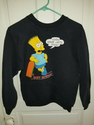 Vintage Bart Simpson The Simpsons " Cool Your Jets,  Man " Sweatshirt Size 14 - 16