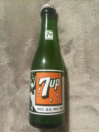 Vintage 7 Up Acl Green Soda Bottle With 8 Bubbles Charlotte,  Nc North Carolina