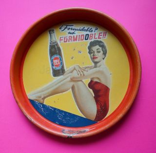 Mexican Mexico Tray Soda Doble Double Cola W/ Woman Pin Up 1950s Rare