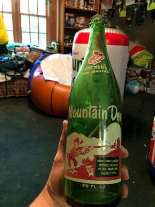 1960’s Extremely Rare Hillbilly Mountain Dew 28 Oz Bottle Acl Label