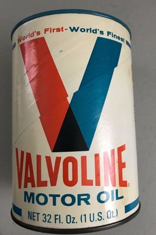 Vintage VALVOLINE Auto Engine Motor Oil Gas Service Station 1 Qt Can 3
