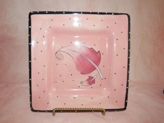 Rare Miss Precious Flamingo Square Serving Platter 10 " X10 " By Blue Sky Ceramics