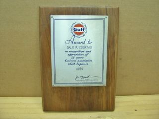Vintage Old Gulf Gasoline Service Gas Oil Station Dealer Award Plaque Sign 2