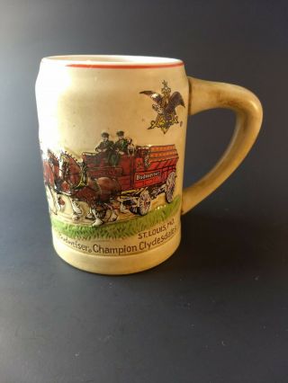 1980 Budweiser Champion Clydesdales Holiday Beer Stein Mug 1st Series Ceramarte
