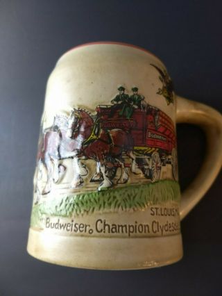 1980 Budweiser Champion Clydesdales Holiday Beer Stein Mug 1st Series Ceramarte 6