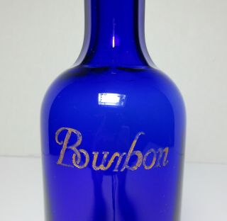 Antique Back Bar Blue Glass Bourbon Whiskey Bottle