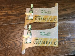 2 Sparkling Champale Sign Champagne Vacuform Plastic Advertising Display Vintage