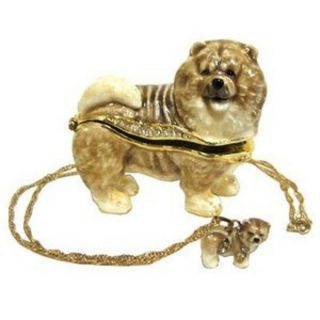 Chow Chow Bejeweled Trinket Box & Matching Necklace 62677
