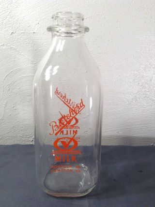 Vintage Birtcherd Farms Milk Bottle Norfolk Va Hampton Va Red Logo Exc Cond