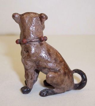 Vintage COLD PAINTED BRONZE Metal PUG DOG Miniature FIGURE/SCULPTURE Bell Collar 5