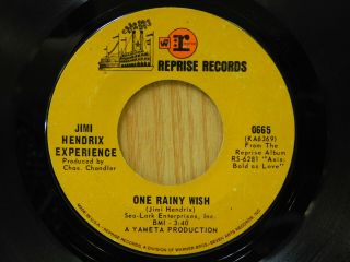 Jimi Hendrix Experience rock 45 Up From The Skies bw One Rainy Wish Reprise 2