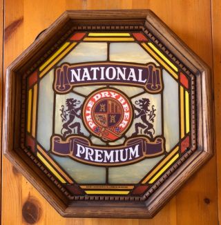National Premium Pale Dry Beer Light Up Sign Faux Stained Glass Vintage Bar Pub