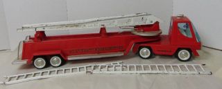 Vintage Nylint Fire Department No.  6 Fire Truck Hook And Ladder Pressed Steel Red 4