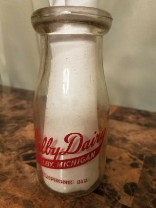 Antique Half Pint Milk Bottle Shelby,  Michigan Shelby Drairy