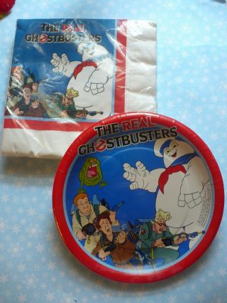 1986 The Real Ghostbusters Paper Party Plates & Matching Napkins Pkg