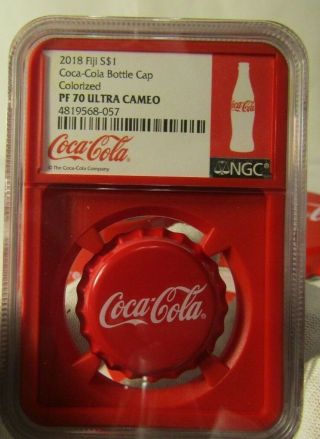 2018 Coca - Cola Bottle Cap 6g Silver Ngc Pf 70 Coin Fiji (coke)