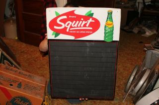 Vintage 1968 Squirt Soda Pop Restaurant Menu Board 28 " Embossed Metal Sign