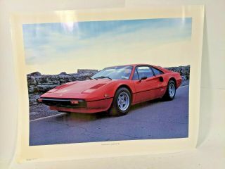Vintage 1984 Power Graphics Poster Ferrari 308 Gtb Rare Poster Size 16x20
