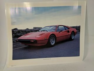 Vintage 1984 Power Graphics Poster Ferrari 308 GTB Rare Poster Size 16x20 3