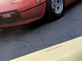Vintage 1984 Power Graphics Poster Ferrari 308 GTB Rare Poster Size 16x20 4