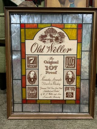 Rare W.  L.  Weller Antique 107 " Stained Glass - Like " Advertising Sign