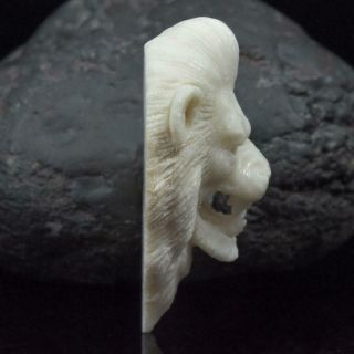 Lion Head Moose Antler Cabochon Art Carving Sculpture for Pendant Handmade 11.  9g 6