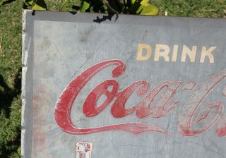 1940 ' s Antique Double Sided COCA - COLA Bottle FLANGE Old ADVERTISING Diner SIGN 2