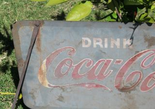1940 ' s Antique Double Sided COCA - COLA Bottle FLANGE Old ADVERTISING Diner SIGN 6