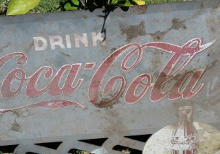 1940 ' s Antique Double Sided COCA - COLA Bottle FLANGE Old ADVERTISING Diner SIGN 8