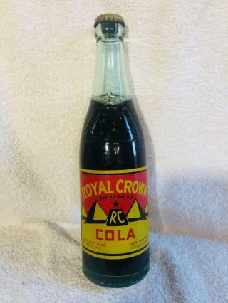 1936 Rc Cola Raised Star Pyramid 12 Oz Bottle - Kansas City Rare And Full