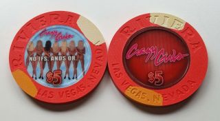 $5 Las Vegas Riviera Crazy Girls Casino Chip - Uncirculated