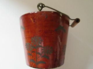 Vintage Japanese Nippon Wooden Miniature Bucket With Wire And Wood Handle