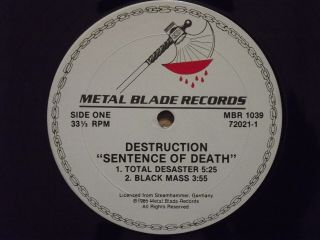 DESTRUCTION - SENTENCE OF DEATH RARE US PRESS THRASH METAL METALLICA ANTHRAX 3