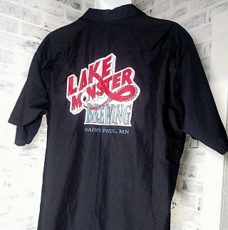 Rare Lake Monster Brewing Employee Work Shirt Red Kap Uniform Xl Black Ss Beer