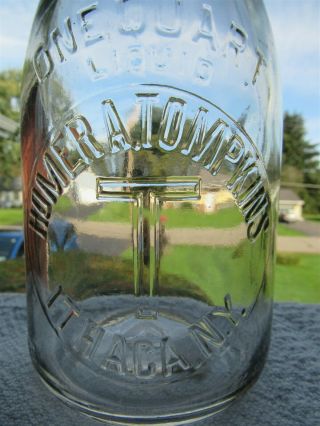 TREQ Milk Bottle Homer A Tompkins Dairy Farm Ithaca NY TOMPKINS COUNTY 1927 RARE 2