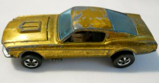 Vintage 1967 Hot Wheels Redline Custom Mustang Gold Brown Interior Gd - Vg