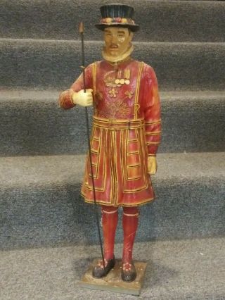 Antique Beefeater Gin Paper Mache Hand Painted Back Bar Display Statue 2 Feet
