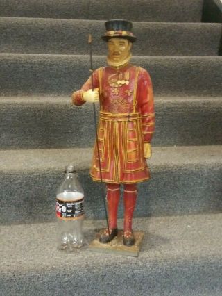 Antique Beefeater Gin Paper Mache Hand Painted Back Bar Display Statue 2 Feet 5