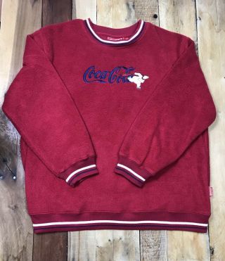 Vintage Coca Cola Polar Bear Sweatshirt Crewneck Fleece Red Size Large (11/13)