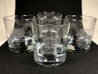 Vintage Wells Fargo Stagecoach 11 Oz Whiskey Low Ball Glasses | Set Of 4 | Rare