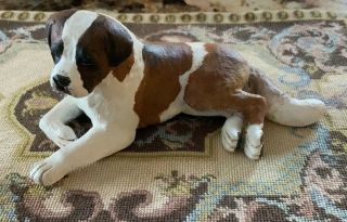 2004 Artisan Signed 1:12 Handmade Laying Down Saint Bernard Dog