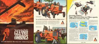 1968 LARGE 6pg Print Ad Allis Chalmers AC Model E F & G Gleaner Combine Tractor 2