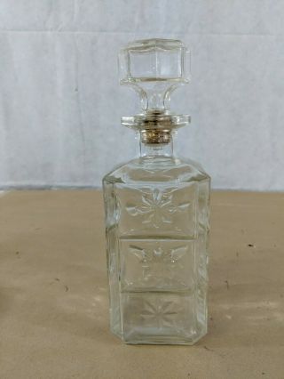 Vintage Glass Liquor Whiskey Crystal Square Bottle With Stopper Decanter - (g)